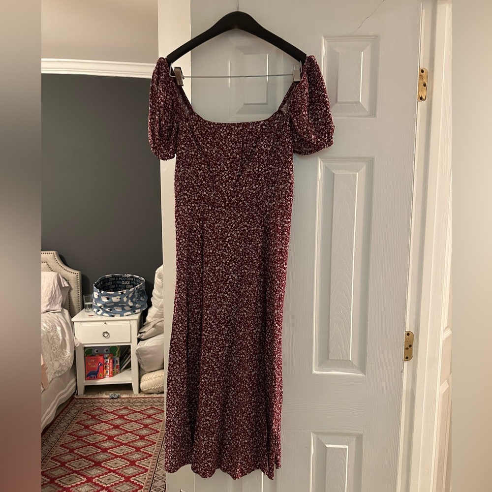 Miami Burgundy Floral Midi Dress